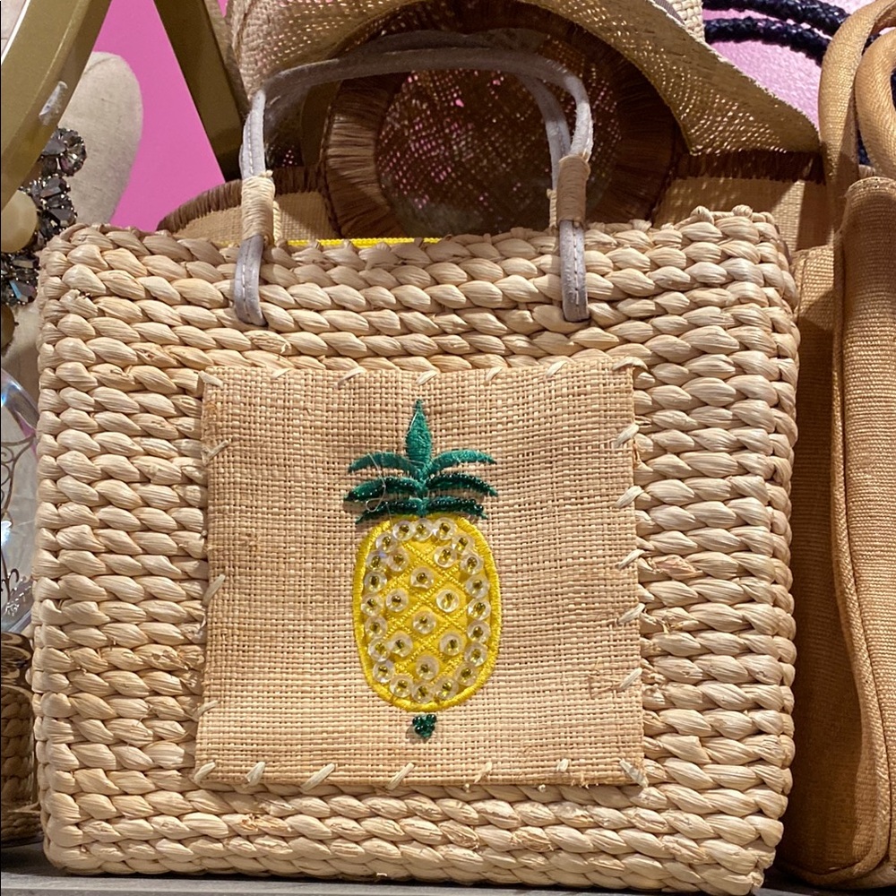 Pineapple Embroidered Straw mini  Bag